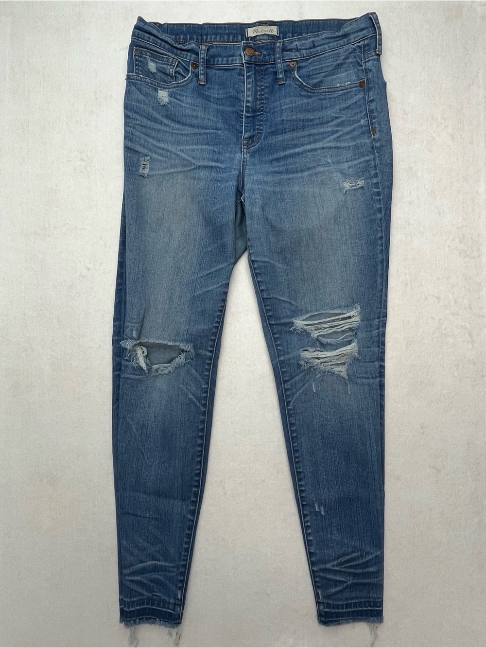 Madewell Womens Blue 9" High Rise Skinny Crop Raw Hem Stretch Hem Jeans Size 31